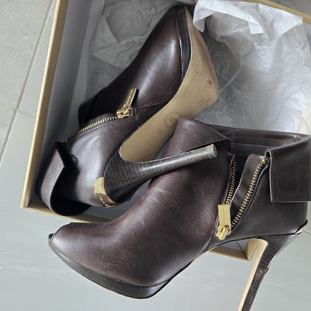 Michael Kors Brown and Gold Heeled Boots